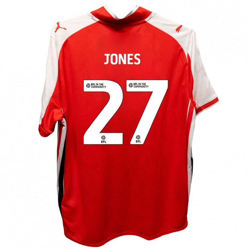 Danxen Mænd Billy Jones #27 Rød Hvid Hjemmebane Spillertrøjer 2025/26 Trøje T-Shirt