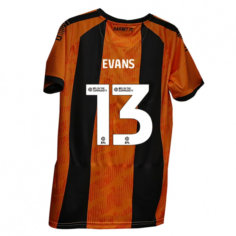 Danxen Mænd Owen Evans #13 Orange Sort Hjemmebane Spillertrøjer 2025/26 Trøje T-Shirt