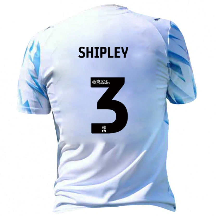 Danxen Mænd Lewis Shipley #3 Hvid Lyseblå Hjemmebane Spillertrøjer 2025/26 Trøje T-Shirt