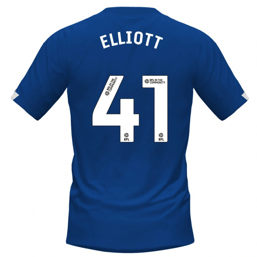 Danxen Mænd Gunner Elliott #41 Blå Hvid Hjemmebane Spillertrøjer 2025/26 Trøje T-Shirt