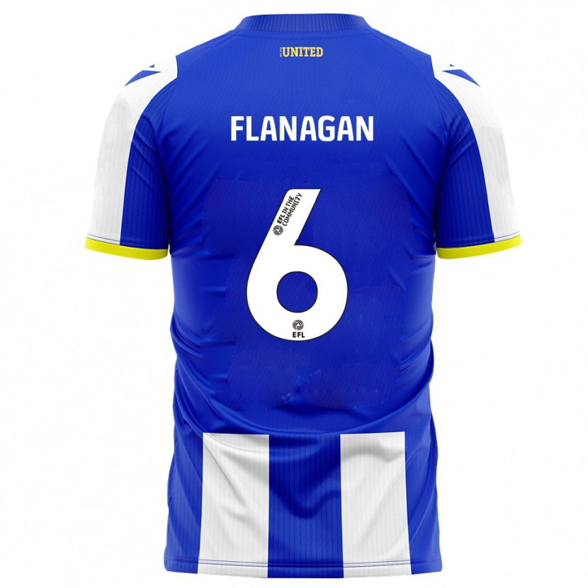 Danxen Mænd Tom Flanagan #6 Blå Hvid Hjemmebane Spillertrøjer 2025/26 Trøje T-Shirt