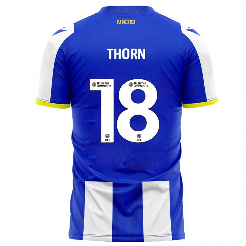 Danxen Mænd Oscar Thorn #18 Blå Hvid Hjemmebane Spillertrøjer 2025/26 Trøje T-Shirt