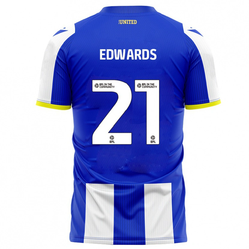 Danxen Mænd Owura Edwards #21 Blå Hvid Hjemmebane Spillertrøjer 2025/26 Trøje T-Shirt