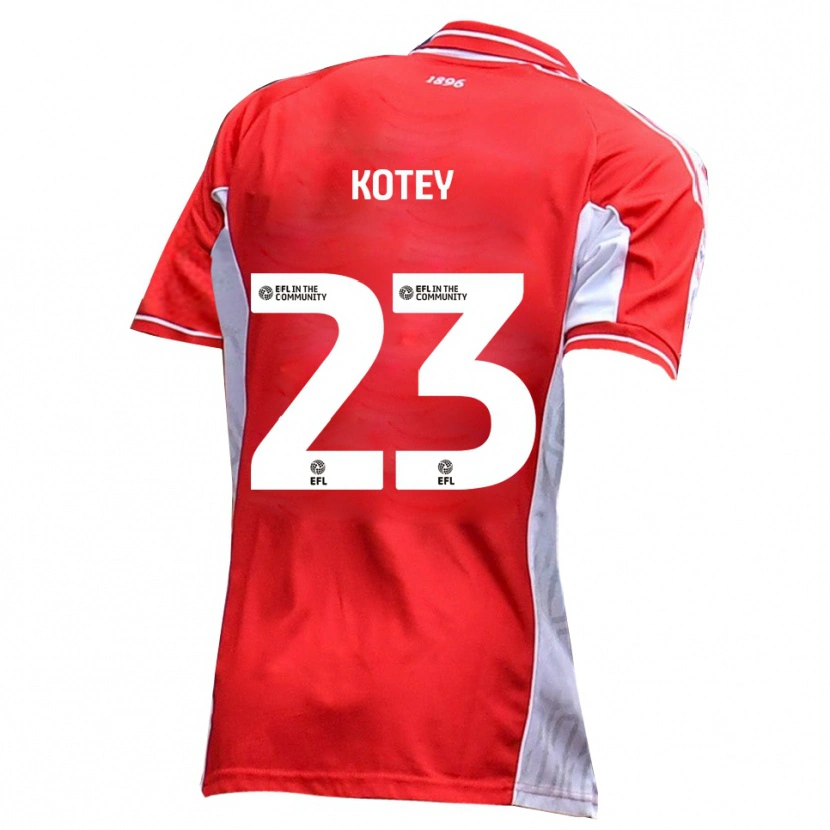 Danxen Mænd Fate Kotey #23 Rød Hvid Hjemmebane Spillertrøjer 2025/26 Trøje T-Shirt