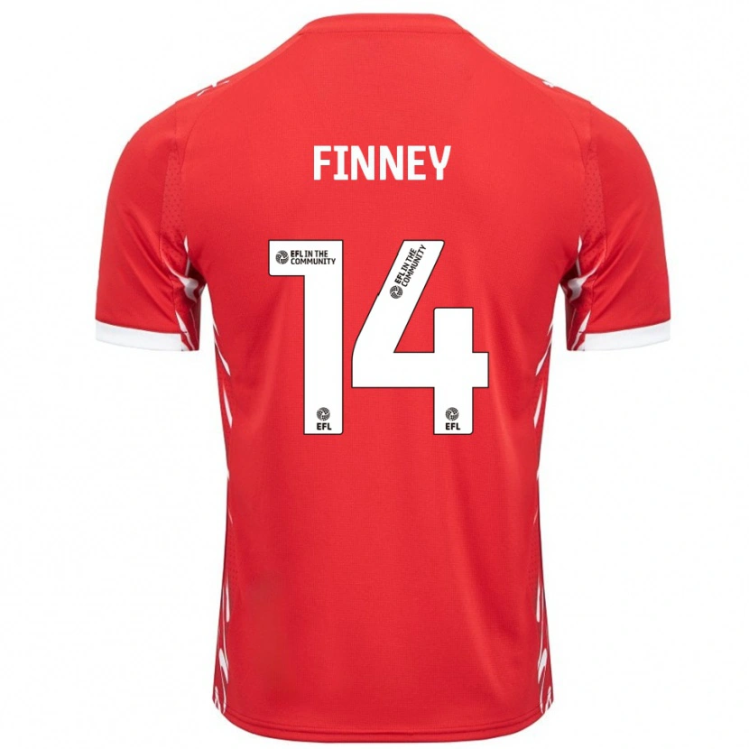 Danxen Mænd Charlie Finney #14 Rød Hvid Hjemmebane Spillertrøjer 2025/26 Trøje T-Shirt