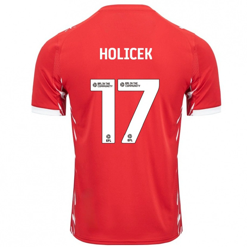 Danxen Mænd Matus Holicek #17 Rød Hvid Hjemmebane Spillertrøjer 2025/26 Trøje T-Shirt