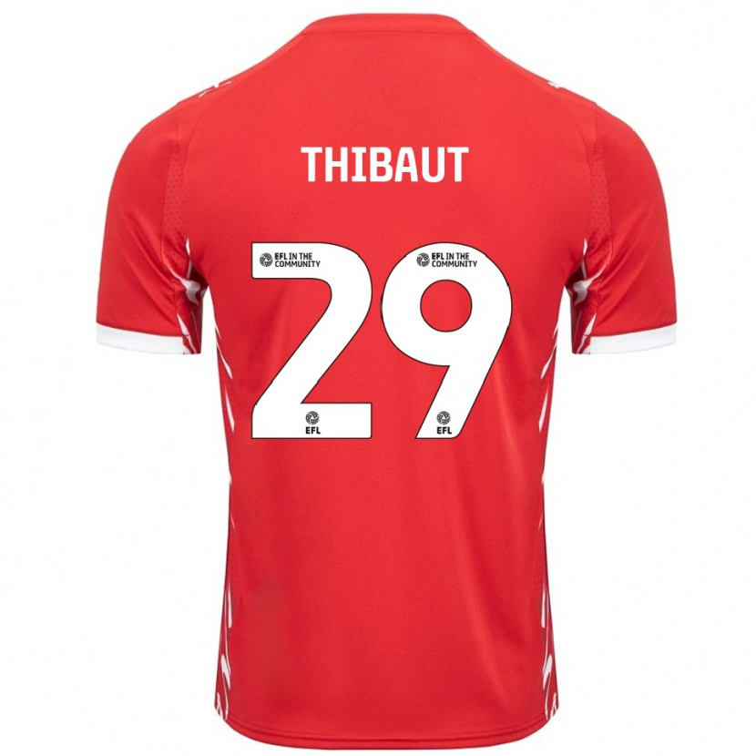 Danxen Mænd Adrien Thibaut #29 Rød Hvid Hjemmebane Spillertrøjer 2025/26 Trøje T-Shirt