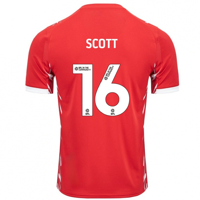 Danxen Mænd Iago Scott #16 Rød Hvid Hjemmebane Spillertrøjer 2025/26 Trøje T-Shirt