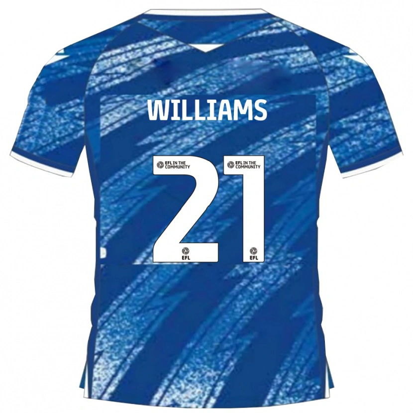 Danxen Mænd Euan Williams #21 Blå Hvid Hjemmebane Spillertrøjer 2025/26 Trøje T-Shirt