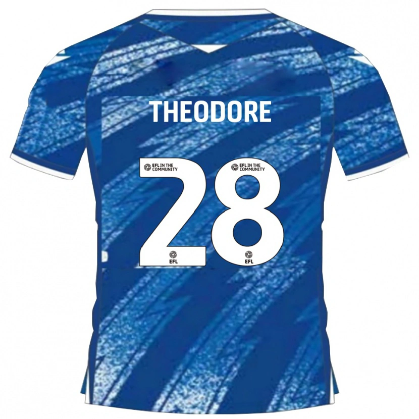 Danxen Mænd Damien Theodore #28 Blå Hvid Hjemmebane Spillertrøjer 2025/26 Trøje T-Shirt