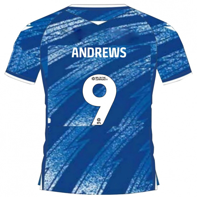 Danxen Mænd Josh Andrews #9 Blå Hvid Hjemmebane Spillertrøjer 2025/26 Trøje T-Shirt