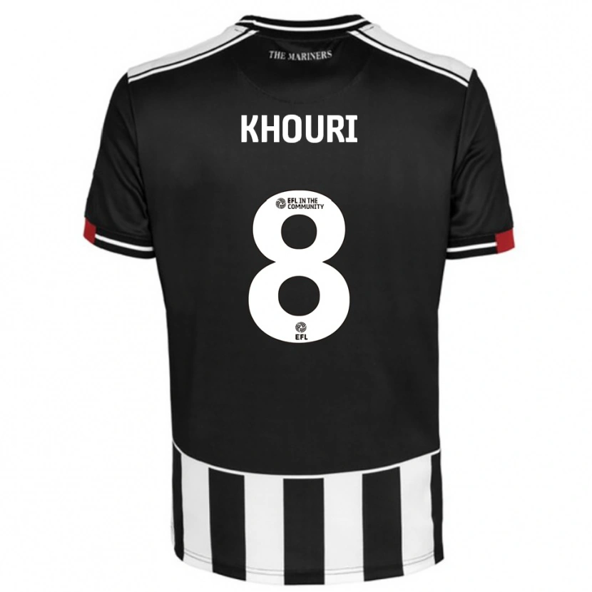 Danxen Mænd Evan Khouri #8 Sort Hvid Rød Hjemmebane Spillertrøjer 2025/26 Trøje T-Shirt