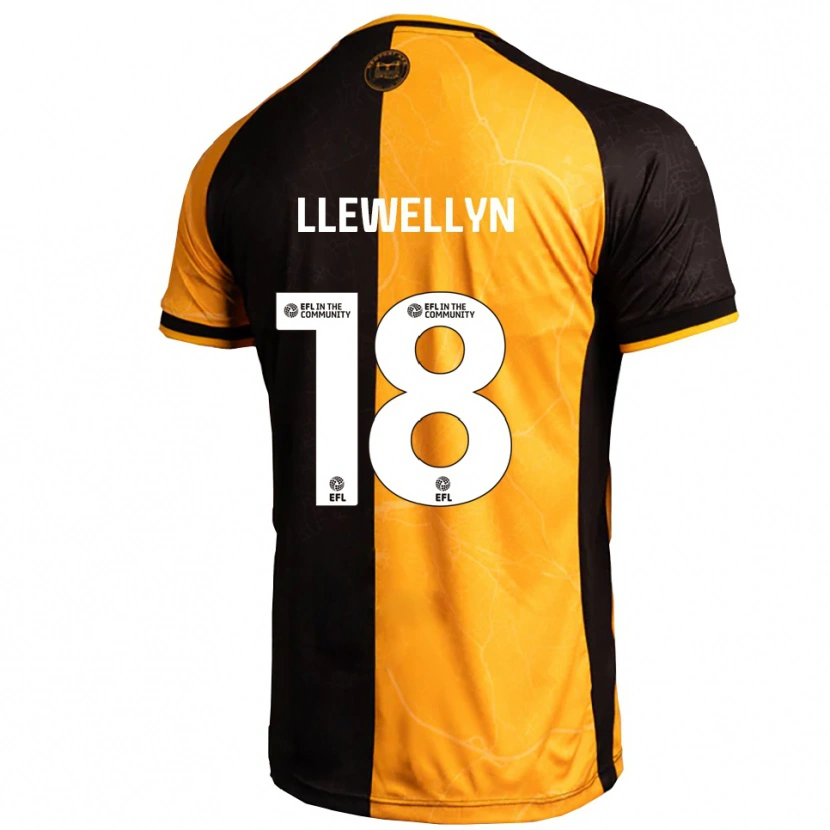 Danxen Mænd Cameron Llewellyn #18 Gul Sort Hjemmebane Spillertrøjer 2025/26 Trøje T-Shirt