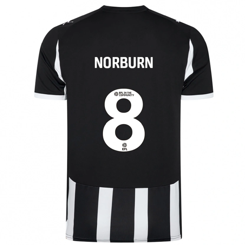 Danxen Mænd Oliver Norburn #8 Sort Hvid Hjemmebane Spillertrøjer 2025/26 Trøje T-Shirt