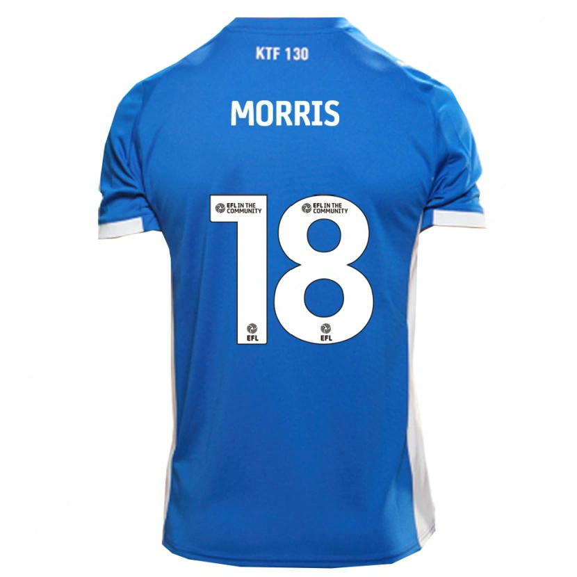 Danxen Mænd Kieron Morris #18 Blå Hvid Hjemmebane Spillertrøjer 2025/26 Trøje T-Shirt