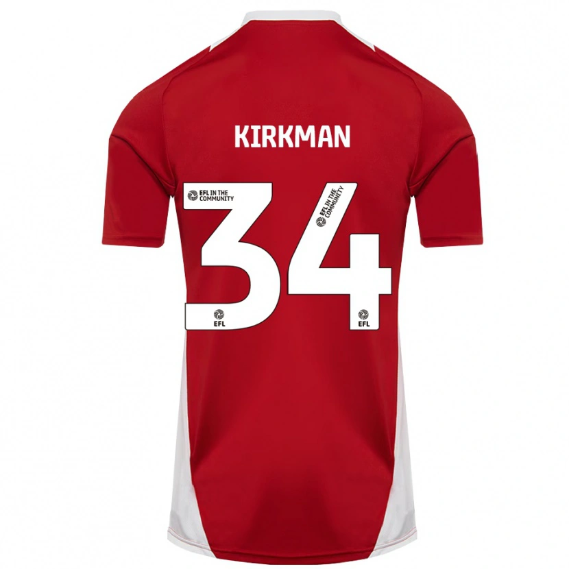 Danxen Mænd Billy Kirkman #34 Rød Hvid Guld Hjemmebane Spillertrøjer 2025/26 Trøje T-Shirt