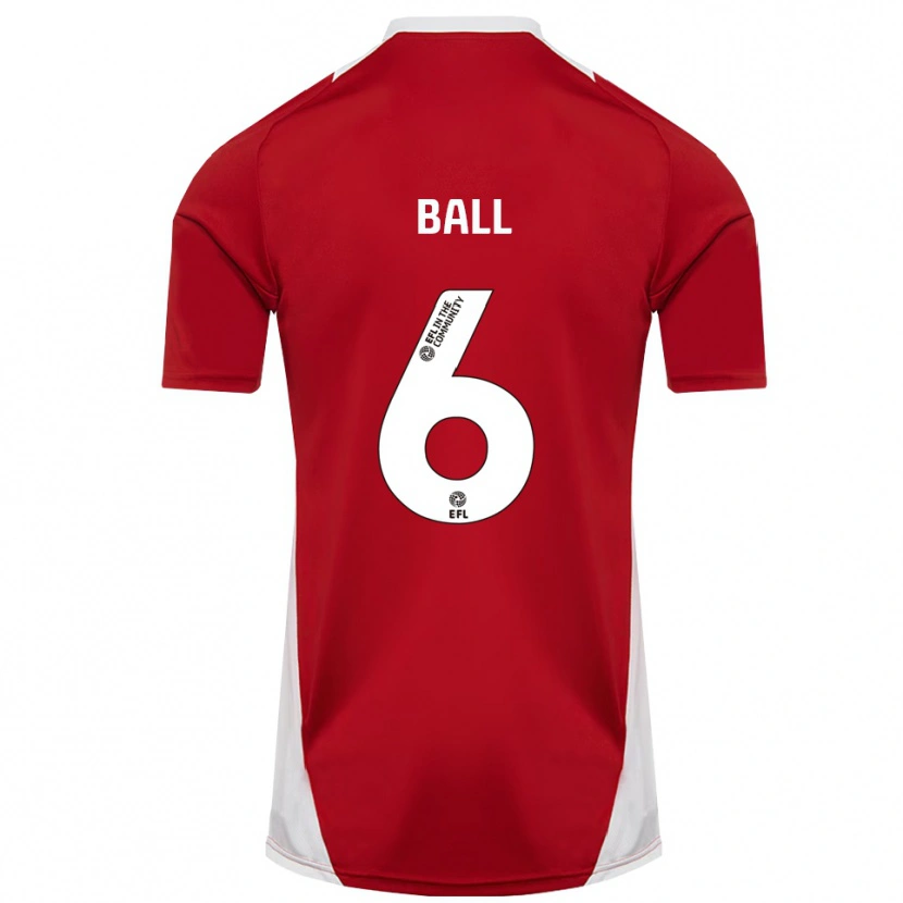 Danxen Mænd James Ball #6 Rød Hvid Guld Hjemmebane Spillertrøjer 2025/26 Trøje T-Shirt