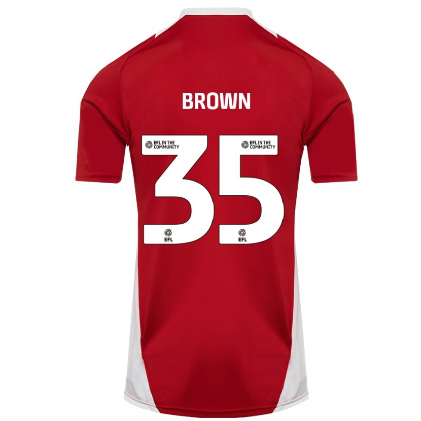 Danxen Mænd Jaxon Brown #35 Rød Hvid Guld Hjemmebane Spillertrøjer 2025/26 Trøje T-Shirt