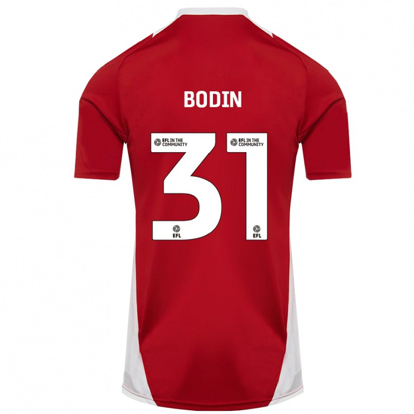 Danxen Mænd Billy Bodin #31 Rød Hvid Guld Hjemmebane Spillertrøjer 2025/26 Trøje T-Shirt