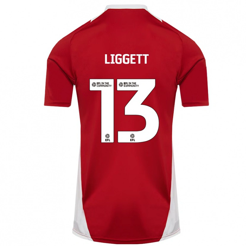 Danxen Mænd Lacy Liggett #13 Rød Hvid Guld Hjemmebane Spillertrøjer 2025/26 Trøje T-Shirt