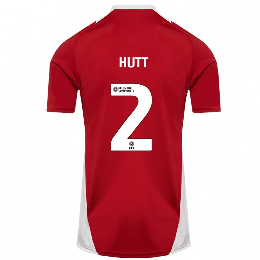 Danxen Mænd Liam Hutt #2 Rød Hvid Guld Hjemmebane Spillertrøjer 2025/26 Trøje T-Shirt