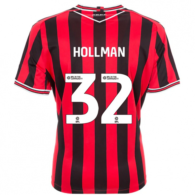 Danxen Mænd Jake Hollman #32 Rød Sort Hjemmebane Spillertrøjer 2025/26 Trøje T-Shirt
