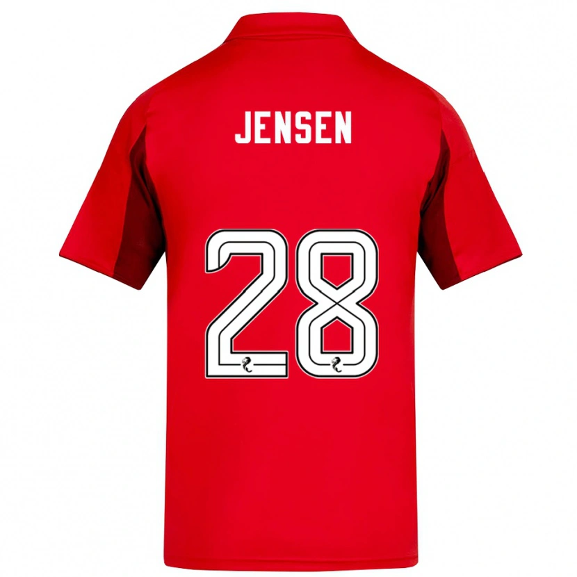 Danxen Mænd Alexander Jensen #28 Rød Burgunder Hjemmebane Spillertrøjer 2025/26 Trøje T-Shirt