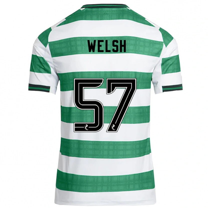 Danxen Mænd Stephen Welsh #57 Grøn Hvid Hjemmebane Spillertrøjer 2025/26 Trøje T-Shirt