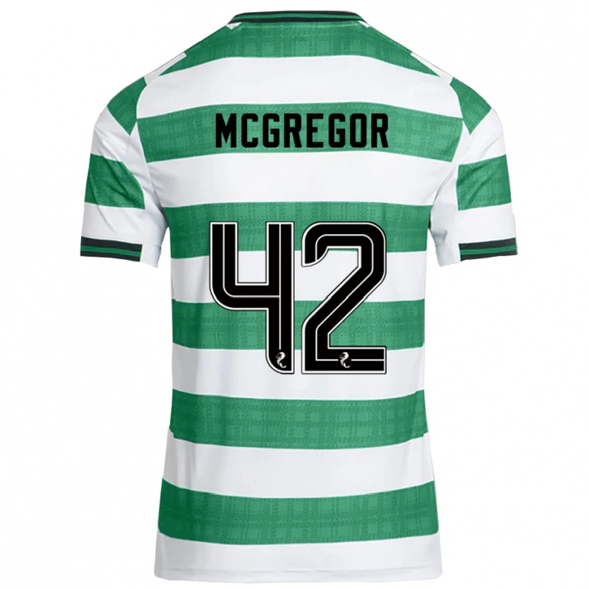 Danxen Mænd Callum Mcgregor #42 Grøn Hvid Hjemmebane Spillertrøjer 2025/26 Trøje T-Shirt