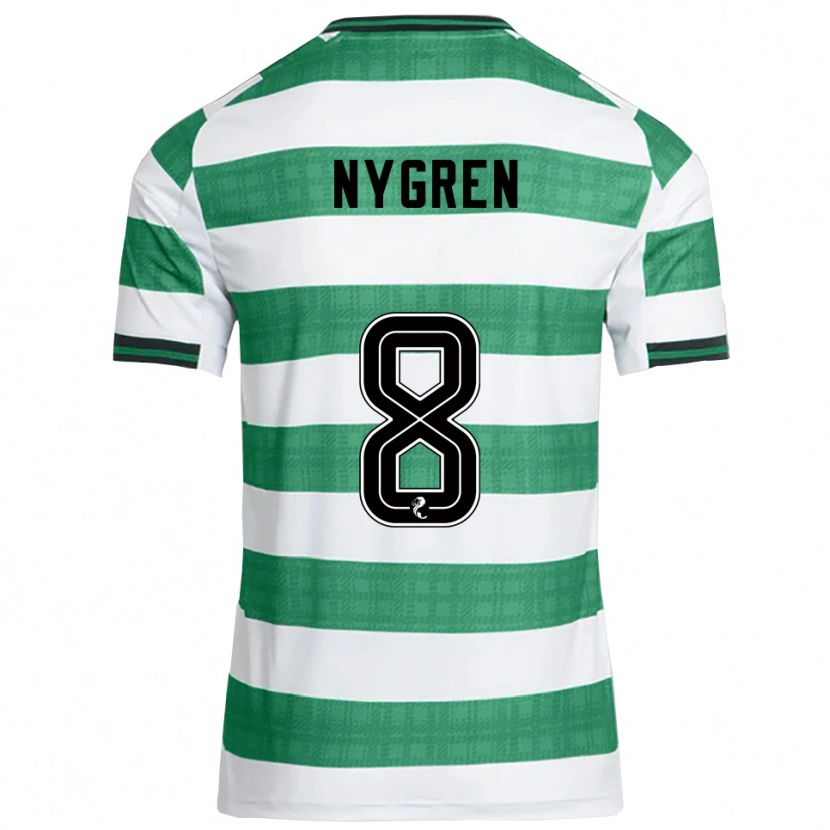 Danxen Mænd Benjamin Nygren #8 Grøn Hvid Hjemmebane Spillertrøjer 2025/26 Trøje T-Shirt