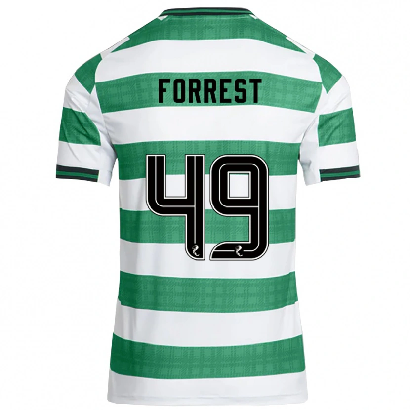 Danxen Mænd James Forrest #49 Grøn Hvid Hjemmebane Spillertrøjer 2025/26 Trøje T-Shirt