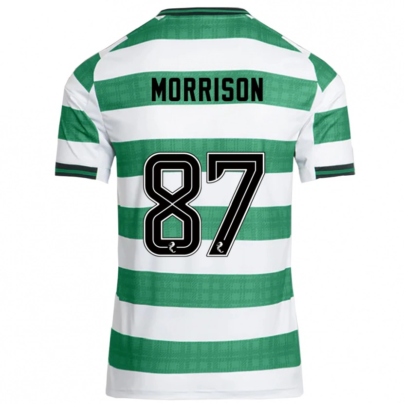 Danxen Mænd Joe Morrison #87 Grøn Hvid Hjemmebane Spillertrøjer 2025/26 Trøje T-Shirt