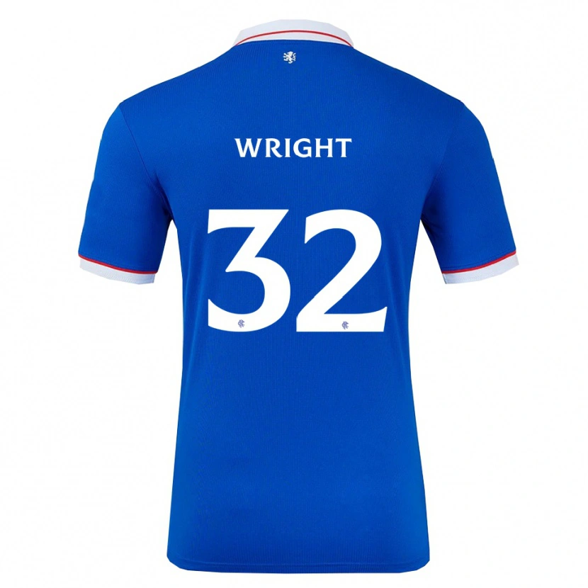 Danxen Mænd Kieran Wright #32 Blå Hvid Hjemmebane Spillertrøjer 2025/26 Trøje T-Shirt