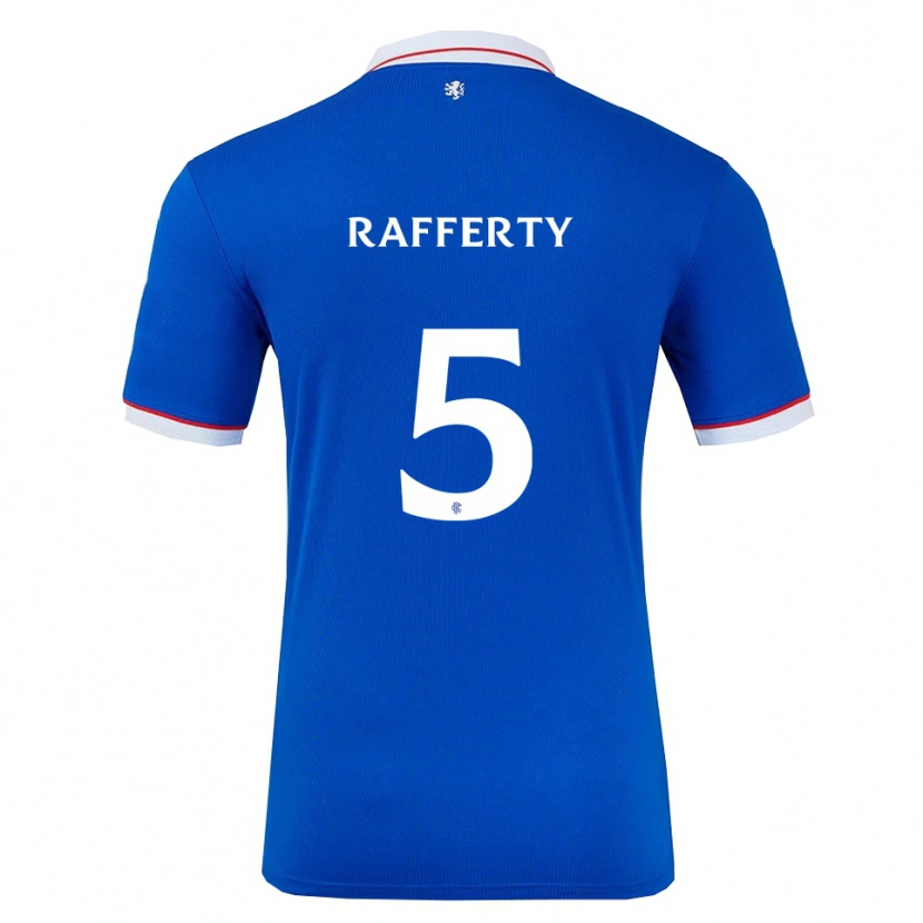 Danxen Mænd Laura Rafferty #5 Blå Hvid Hjemmebane Spillertrøjer 2025/26 Trøje T-Shirt