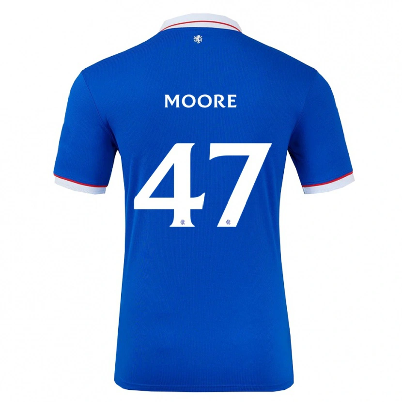 Danxen Mænd Mikey Moore #47 Blå Hvid Hjemmebane Spillertrøjer 2025/26 Trøje T-Shirt