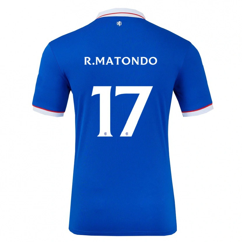 Danxen Mænd Rabbi Matondo #17 Blå Hvid Hjemmebane Spillertrøjer 2025/26 Trøje T-Shirt