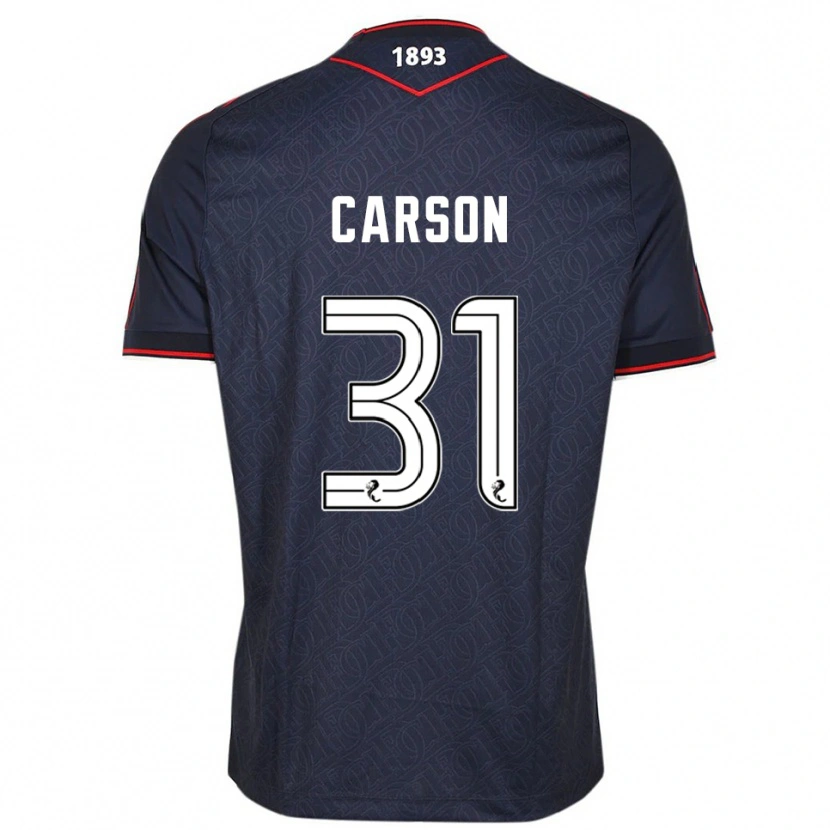 Danxen Mænd Trevor Carson #31 Marineblå Hvid Hjemmebane Spillertrøjer 2025/26 Trøje T-Shirt