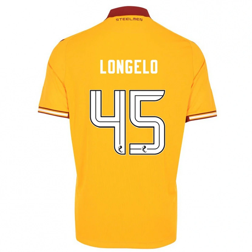 Danxen Mænd Emmanuel Longelo #45 Gul Burgunder Hjemmebane Spillertrøjer 2025/26 Trøje T-Shirt
