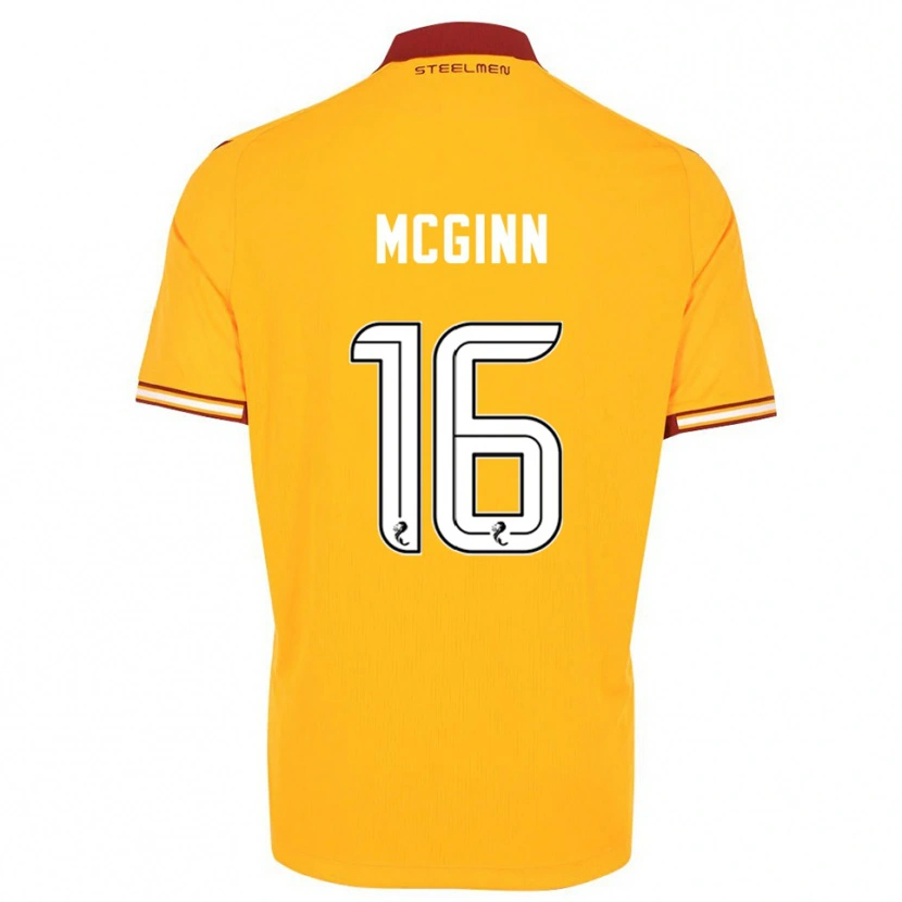 Danxen Mænd Paul Mcginn #16 Gul Burgunder Hjemmebane Spillertrøjer 2025/26 Trøje T-Shirt