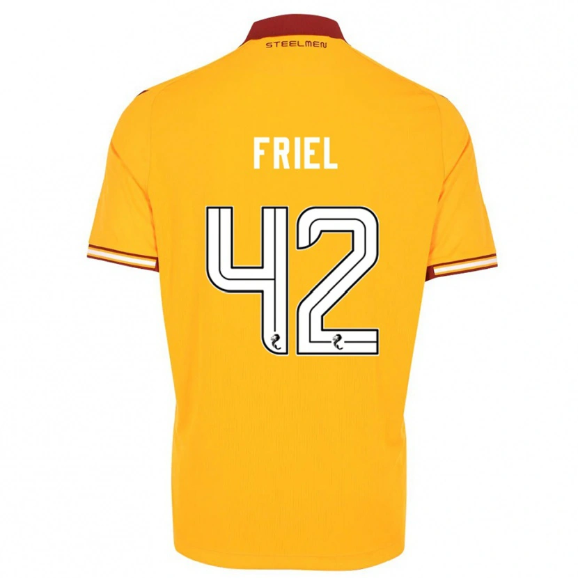 Danxen Mænd Jon-Joe Friel #42 Gul Burgunder Hjemmebane Spillertrøjer 2025/26 Trøje T-Shirt