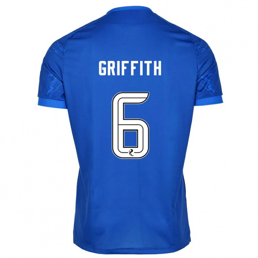 Danxen Mænd Víctor Griffith #6 Blå Hvid Hjemmebane Spillertrøjer 2025/26 Trøje T-Shirt