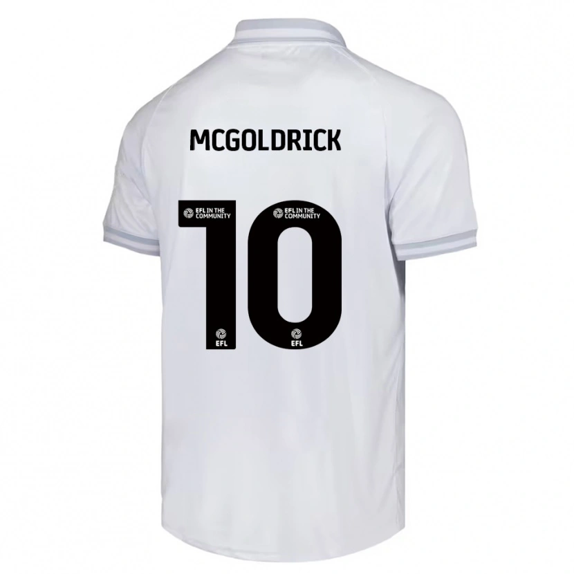 Danxen Mænd David Mcgoldrick #10 Hvid Grå Sort Udebane Spillertrøjer 2025/26 Trøje T-Shirt