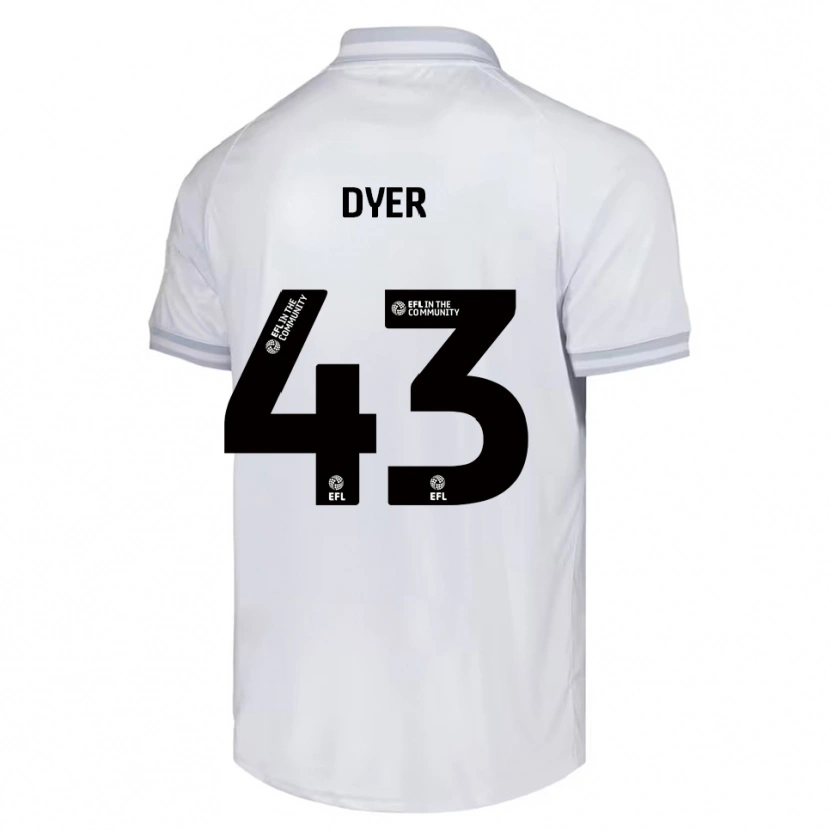 Danxen Mænd Josiah Dyer #43 Hvid Grå Sort Udebane Spillertrøjer 2025/26 Trøje T-Shirt