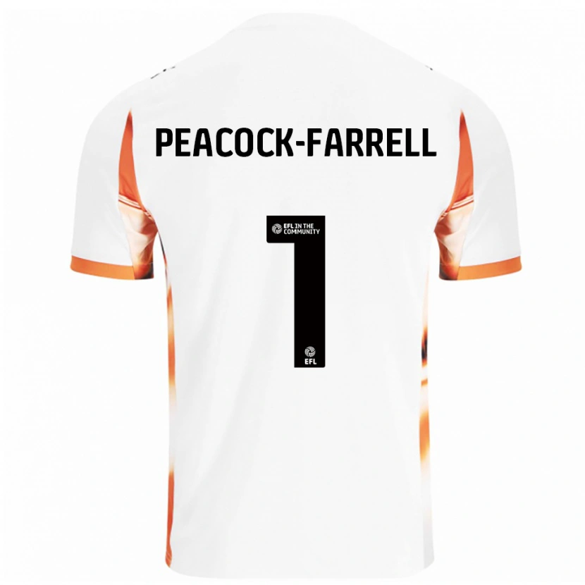 Danxen Mænd Bailey Peacock-Farrell #1 Hvid Orange Sort Udebane Spillertrøjer 2025/26 Trøje T-Shirt
