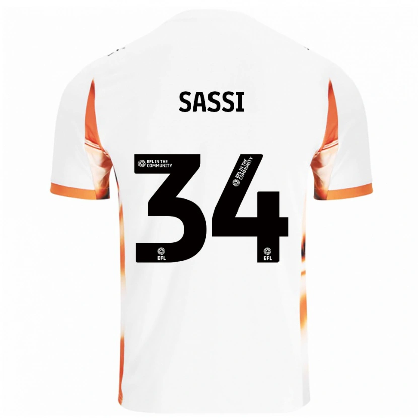 Danxen Mænd Dan Sassi #34 Hvid Orange Sort Udebane Spillertrøjer 2025/26 Trøje T-Shirt