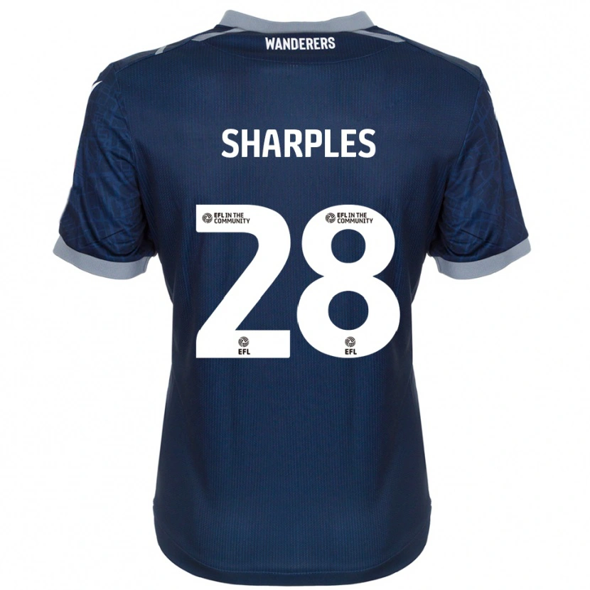 Danxen Mænd Sonny Sharples-Ahmed #28 Marineblå Grå Udebane Spillertrøjer 2025/26 Trøje T-Shirt