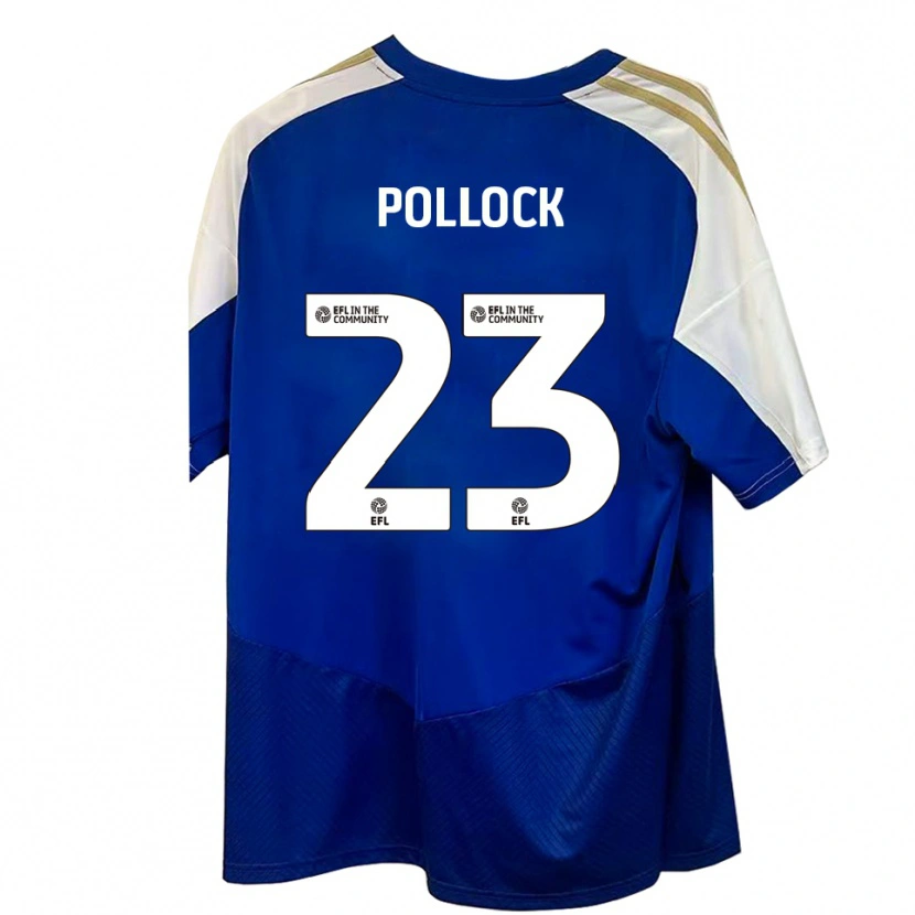 Danxen Mænd Amber Pollock #23 Blå Hvid Guld Udebane Spillertrøjer 2025/26 Trøje T-Shirt