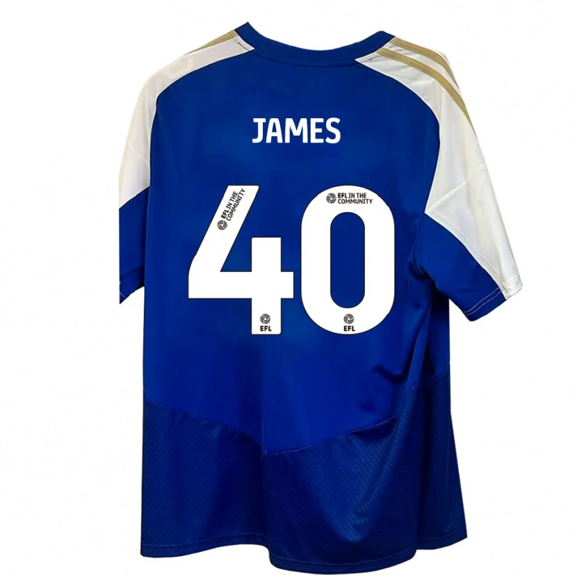 Danxen Mænd Ed James #40 Blå Hvid Guld Udebane Spillertrøjer 2025/26 Trøje T-Shirt
