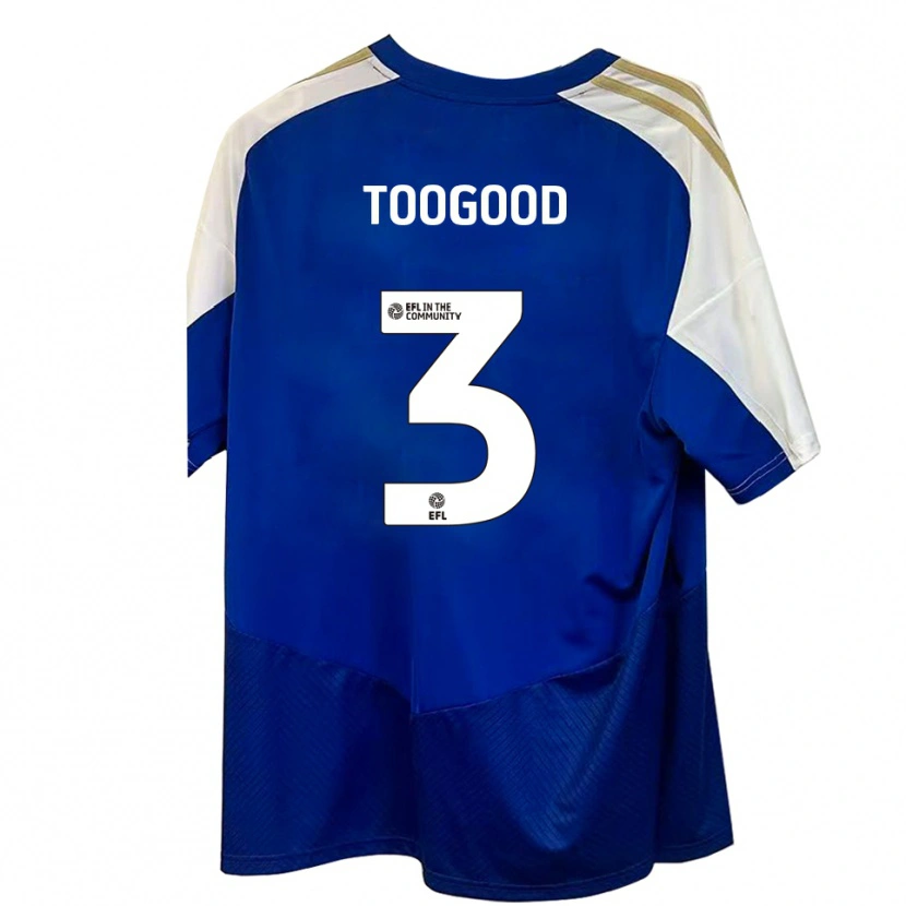 Danxen Mænd Emily Toogood #3 Blå Hvid Guld Udebane Spillertrøjer 2025/26 Trøje T-Shirt