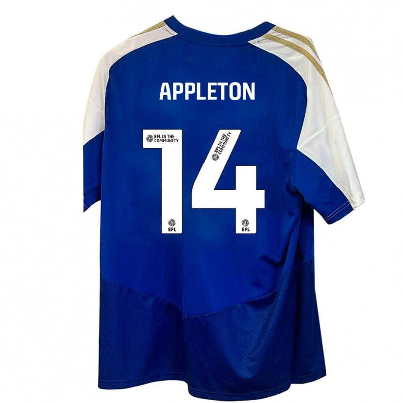 Danxen Mænd Harry Appleton #14 Blå Hvid Guld Udebane Spillertrøjer 2025/26 Trøje T-Shirt